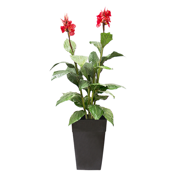 ARTIFICIAL PLANT, 6ft CANNA WITH RED FLOWERS